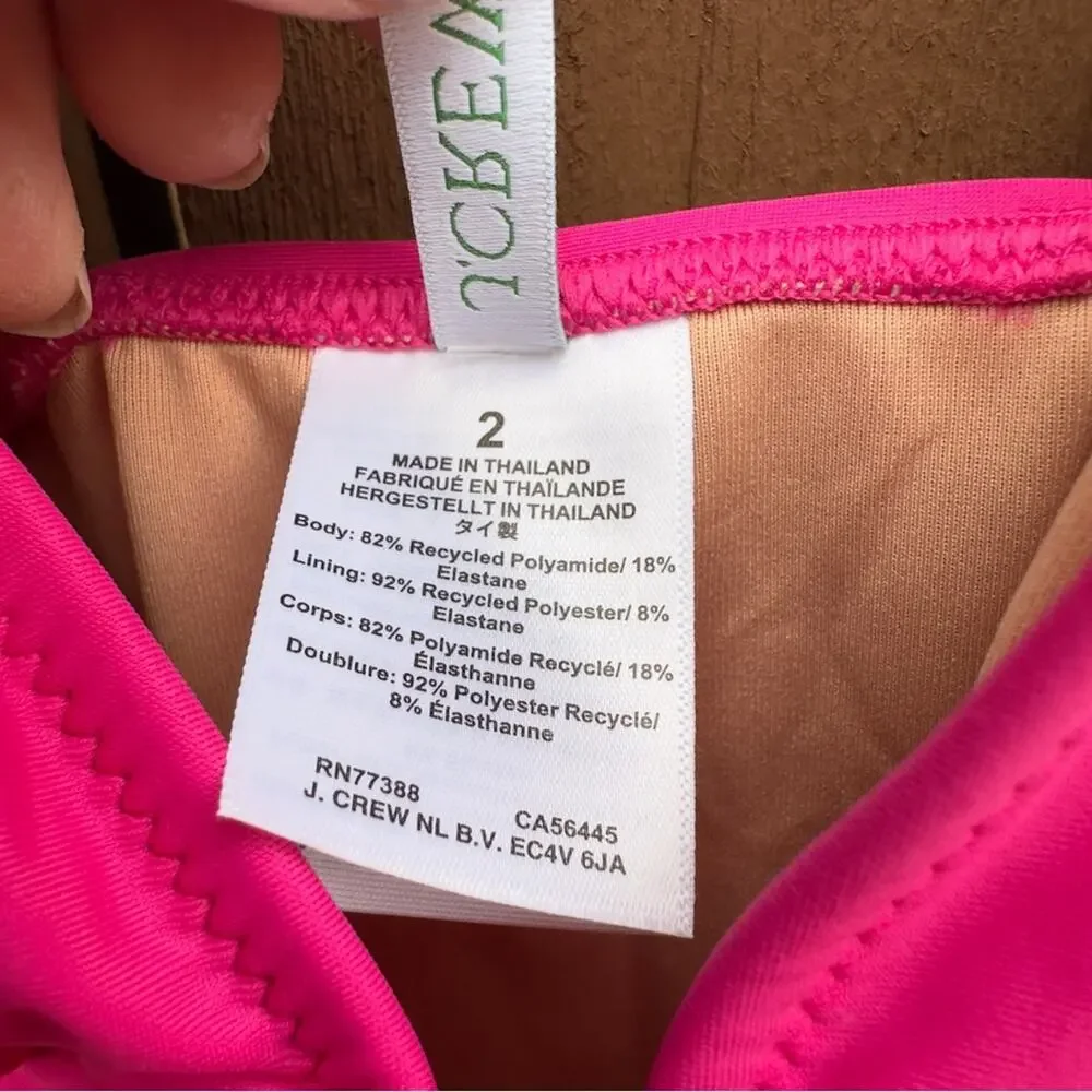 J. Crew | NWT Size 2 Ruched V Neck One Piece Fuchsia Bathing Suit Style BC116